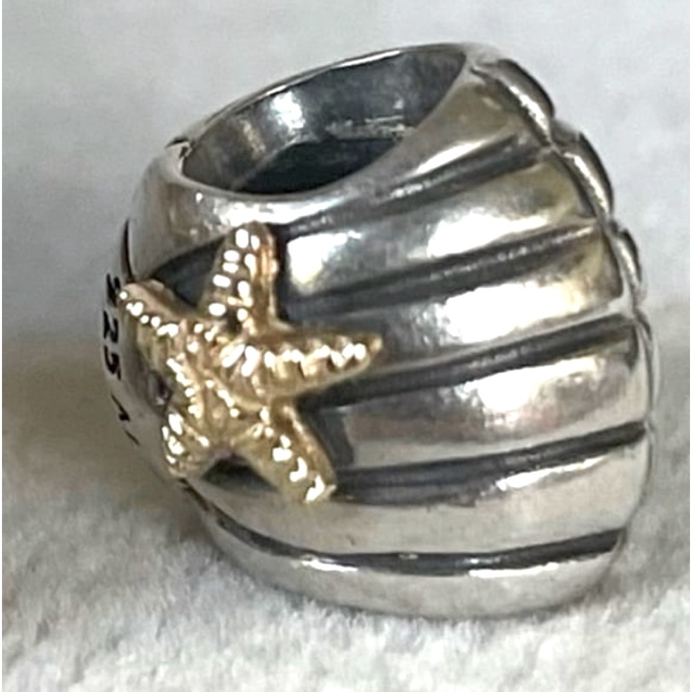 Pandora Ale Sterling Silver and 14k Gold STARFISH SEASHELL Charm #790249